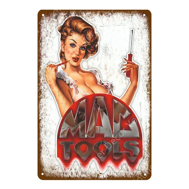 خمر PinUp فتاة علامة معدنية ريترو مثير سيدة جدار ديكور لشريط حانة نادي رجل كهف الحمام