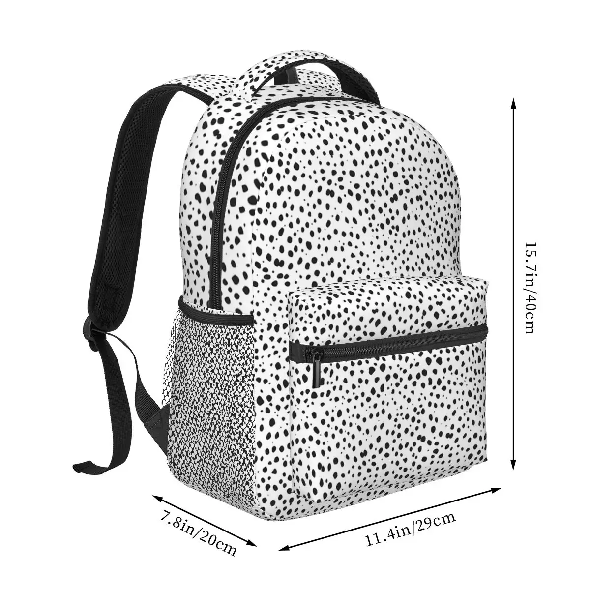 Sac à Dos à Pois Noirs et Blancs de Style Daltravaillait en pour Fille, Cartable d'École avec Dessin Animé pour Enfant