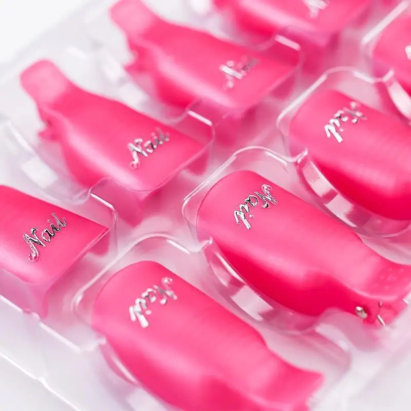 10 قطعة/صندوق الملونة مزيل طلاء الأظافر كليب UV جل أظافر تركيب من الأكريليك نقع قبالة غطاء كليب DIY بها بنفسك الأظافر تنظيف مانيكير إصبع التفاف أدوات