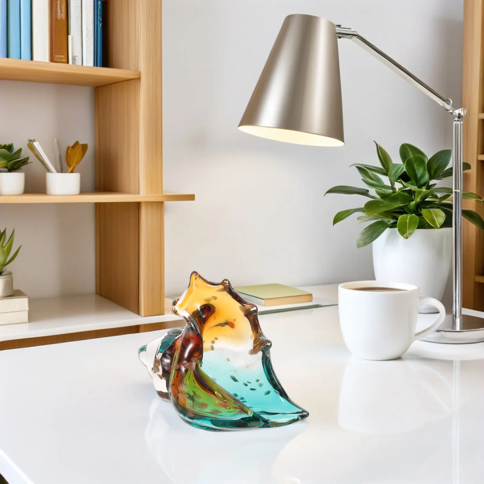 Hand-Blown Glass Conch Sculpture Elegant Artisan Coastal Shell Decor Living Room Shelf Ornament Ocean Inspired Sea Glass Art