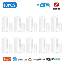 Tuya Zigbee WiFi Smart Door Sensor Garage Door Window Entry Open/Closed Magnetic Detector SmartLife APP Control For Alexa Google