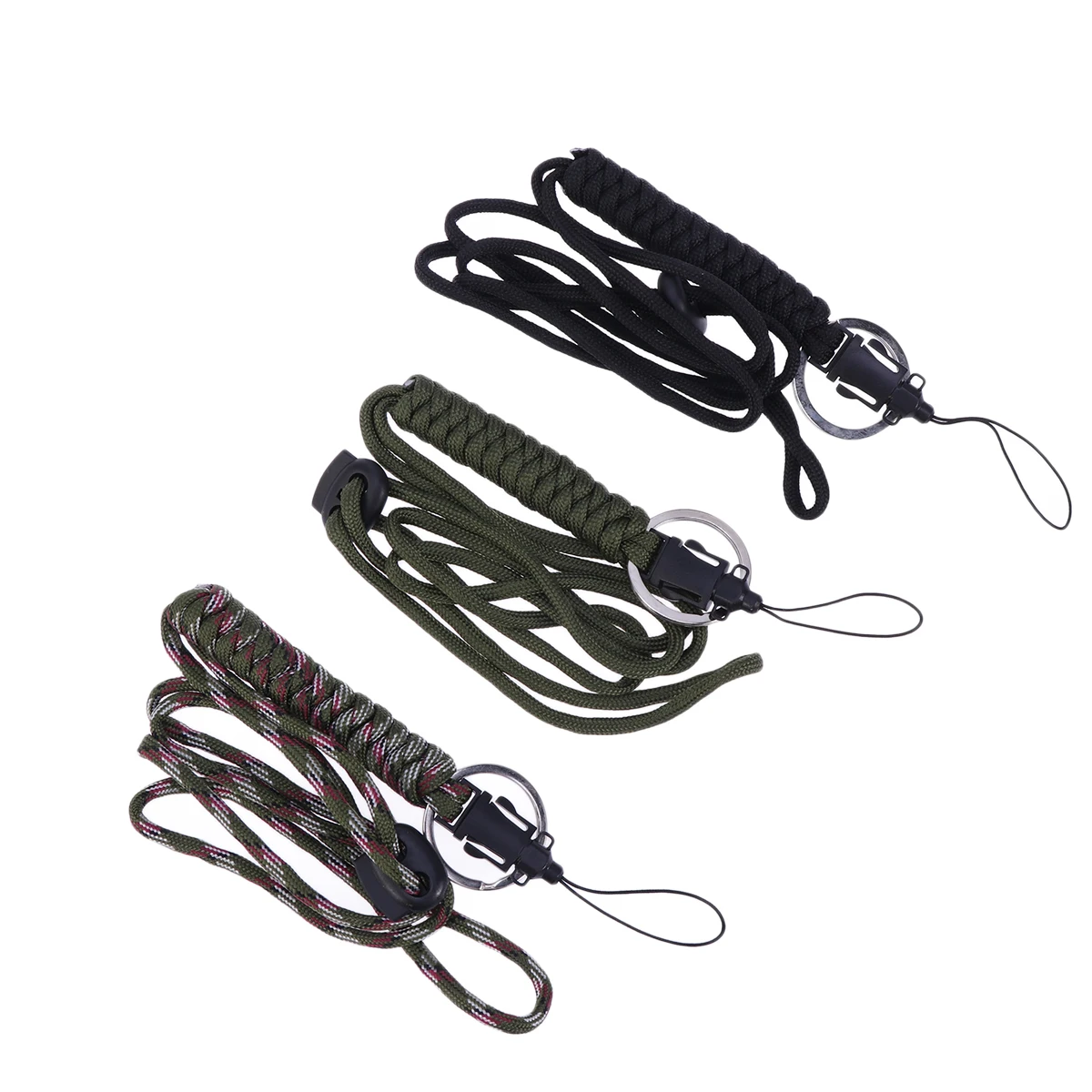 

3 pcs ID Lanyard Lightweight Keychain Whistles Cord Rescuing Rope Cellphone Holder Outdoor Survival Wrist Lanyard