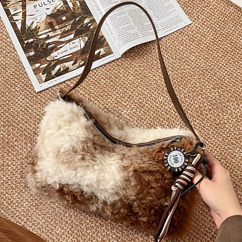 

Designer Luxury Handbag Woman 2025 Winter Trend Soft Comfortable Plush Shoulder Bag New Original Brands High End Crossbody Bags