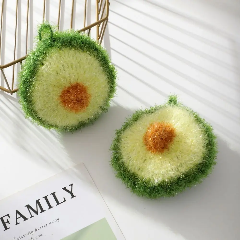 Cute Kitchen Cleaning Cloth Avocado Flower Green Pink Scrubbing Kitchen Rag Non-Damaging Plate Cleaning Scouring Pad