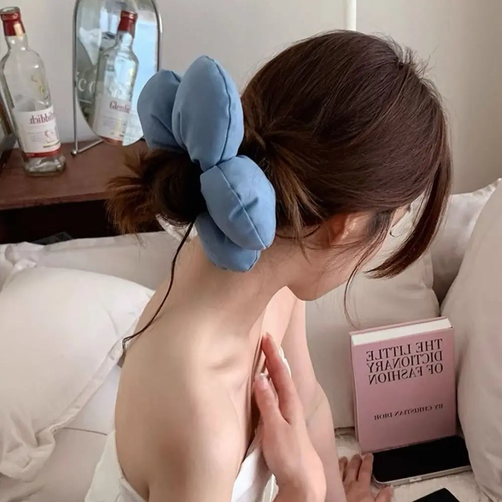 

Elastic Korean Style Flower Scrunchies Denim Oversize Large PU Scrunchies Hair Rope Ponytail Holder Exaggerated Hair Ring girl