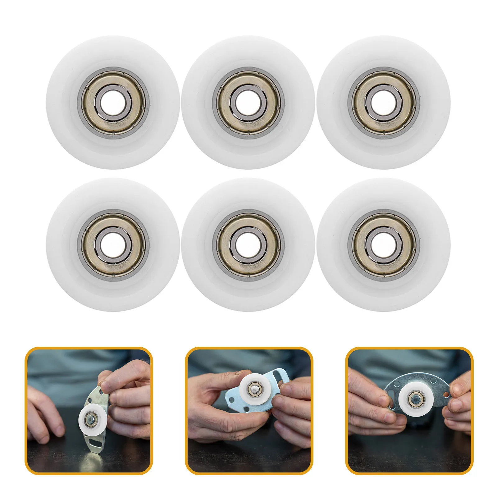 

6Pcs Pulley Roller Reliable Design Sliding Gate Bearing Track Wheel Replacement Groove Wheel Glass Door Parts Cabinet Door
