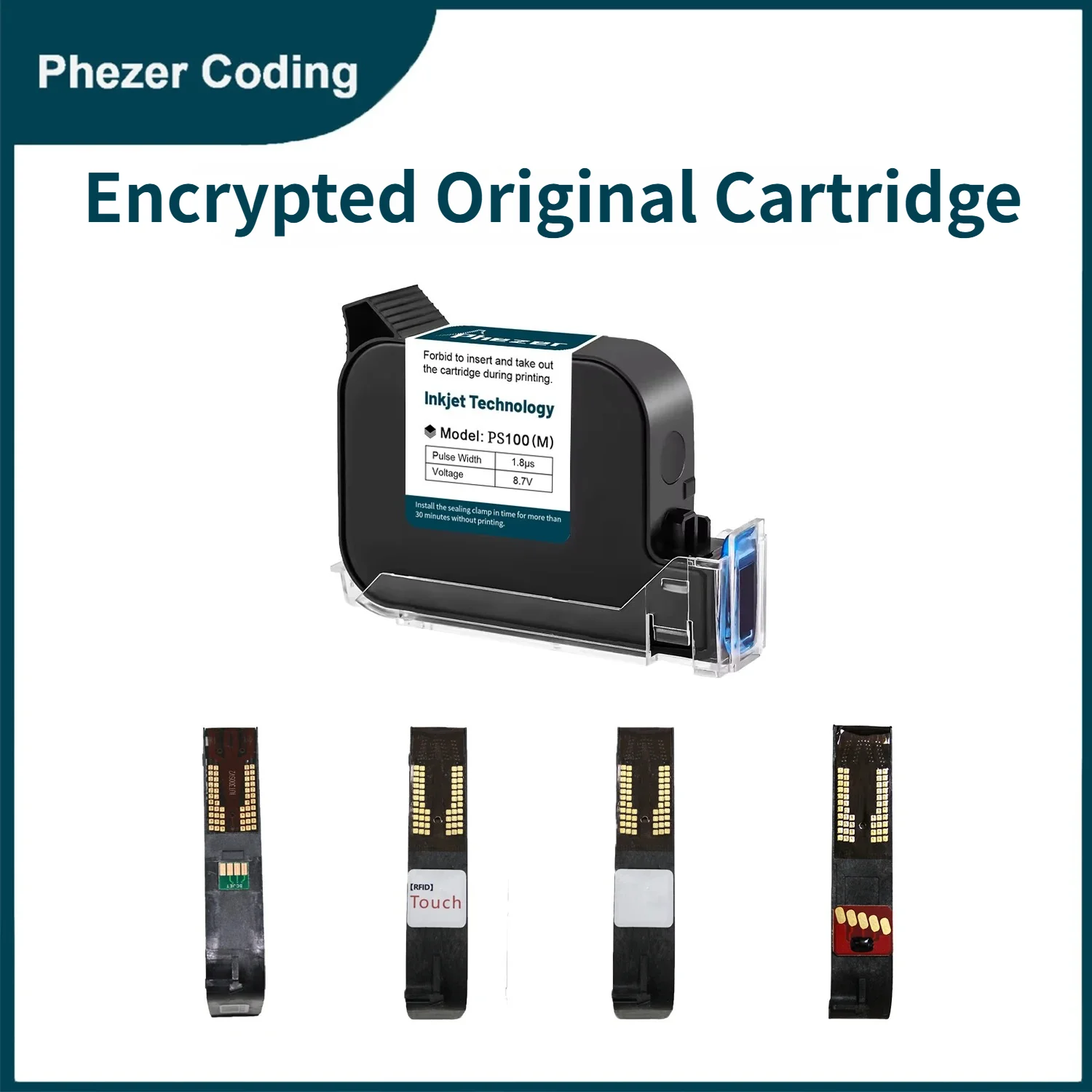 For HP Phezer PS100-L 12.7/25.4mm Encrypted Ink cartridge A Level Ink Cartridge Quick Dry Original High Adhesion Printer Parts