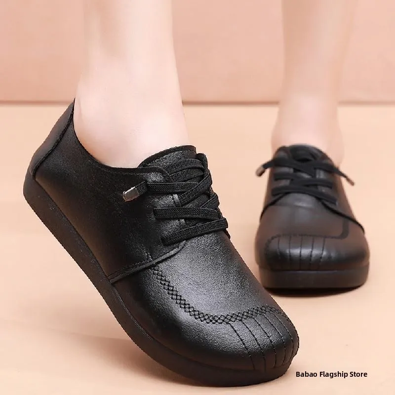 Beijing Ladies Flat Bottom Casual Shoes Soft Anti-Slip Comfortable Soft Inner Material round Toe Fashionable Slip-On Design