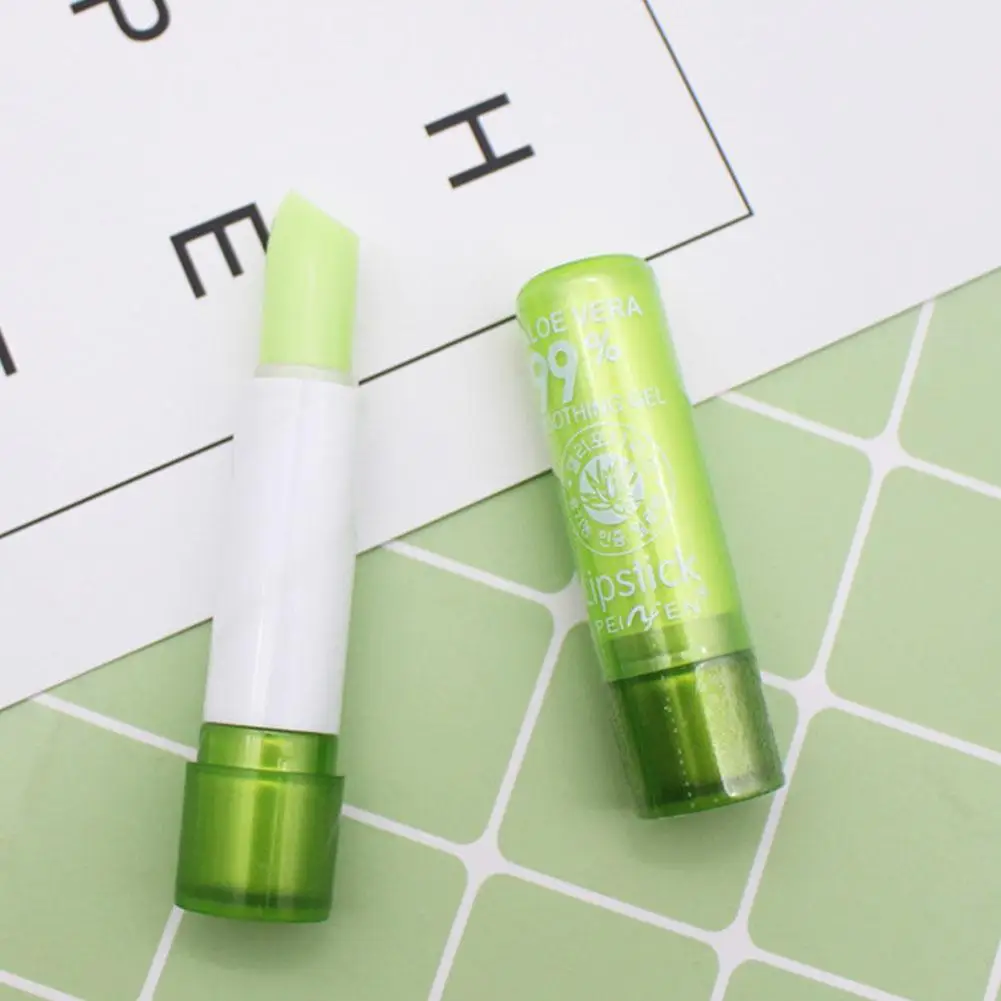 1PC Moisture Lip Balm Long-Lasting Natural Aloe Vera Moisturizing Lasting Lipstick Changing Aging Long Anti Lipstick Color D4S2