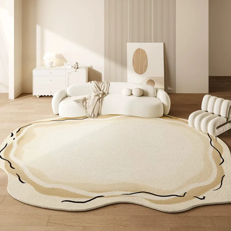 Cream Style Rugs for Bedroom Large Area Living Room Decoration Irregular Carpet Thickend Plush Bedside Floor Mat Fluffy Soft Rug