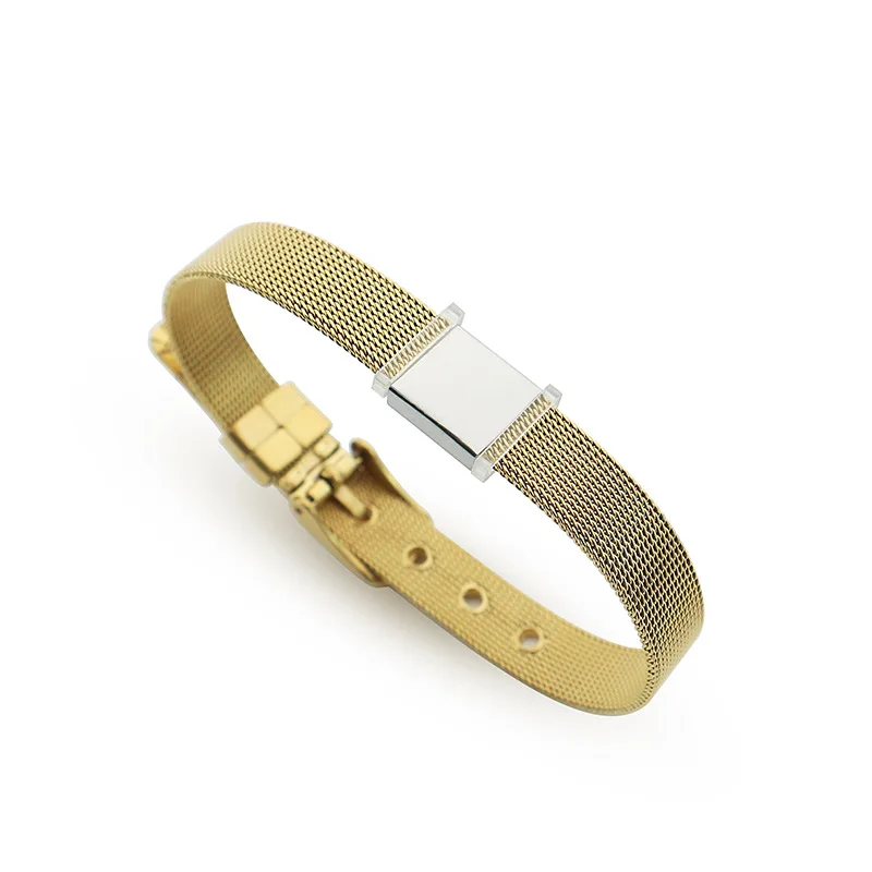 Personalized Custom Name Engrave Net Bracelet Customize Stainless Steel Bracelets For Women Men Id Bracelet Customized