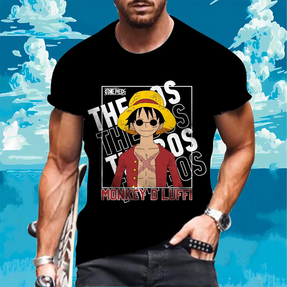 One Piece Luffy Men's T-shirt Trend Gym T-shirts With Print Essentials Short Sleeve Tee Y2k Harajuku Style Anime Fashion Kid's