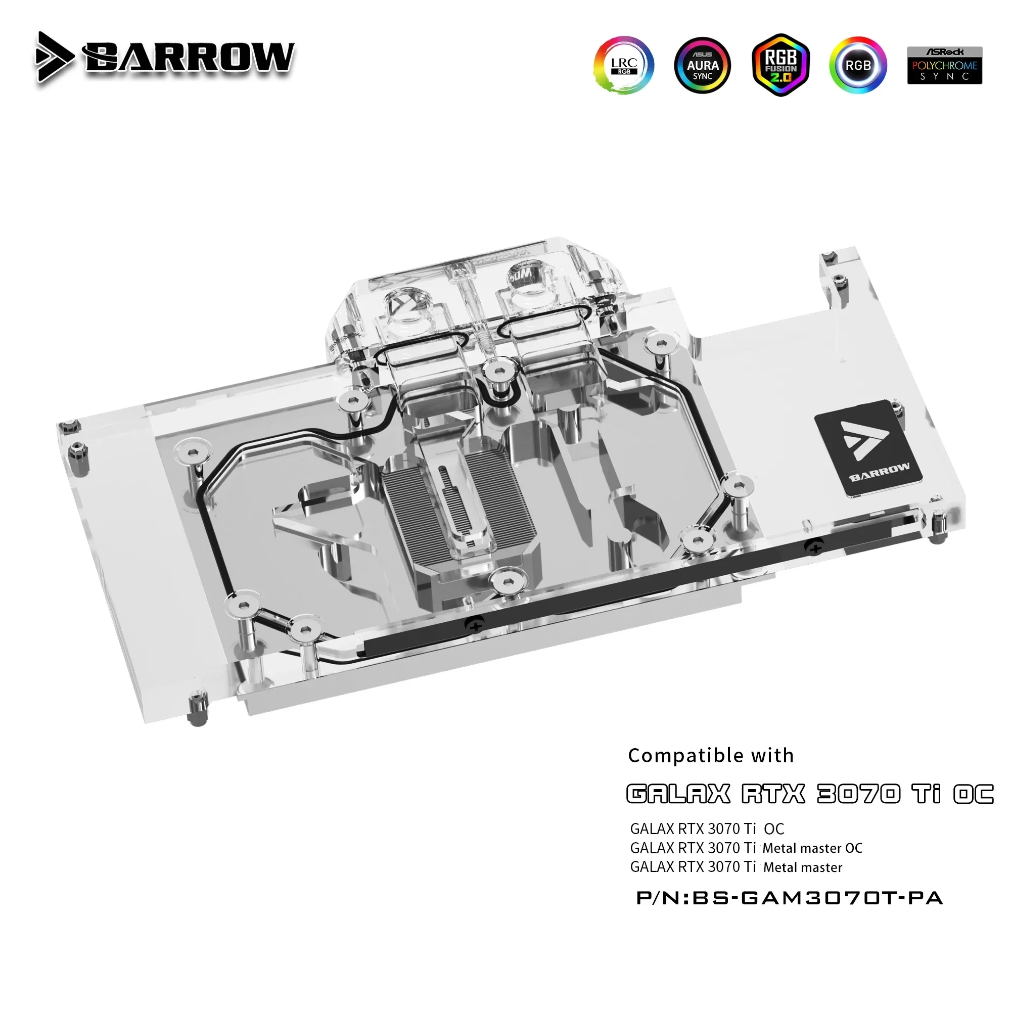 Barrow Video Cards Water Cooler BS-GAM3070T-PA Galax / Gainward RTX 3070TI OC GPU Block Gaming Liquid Cooling Loop