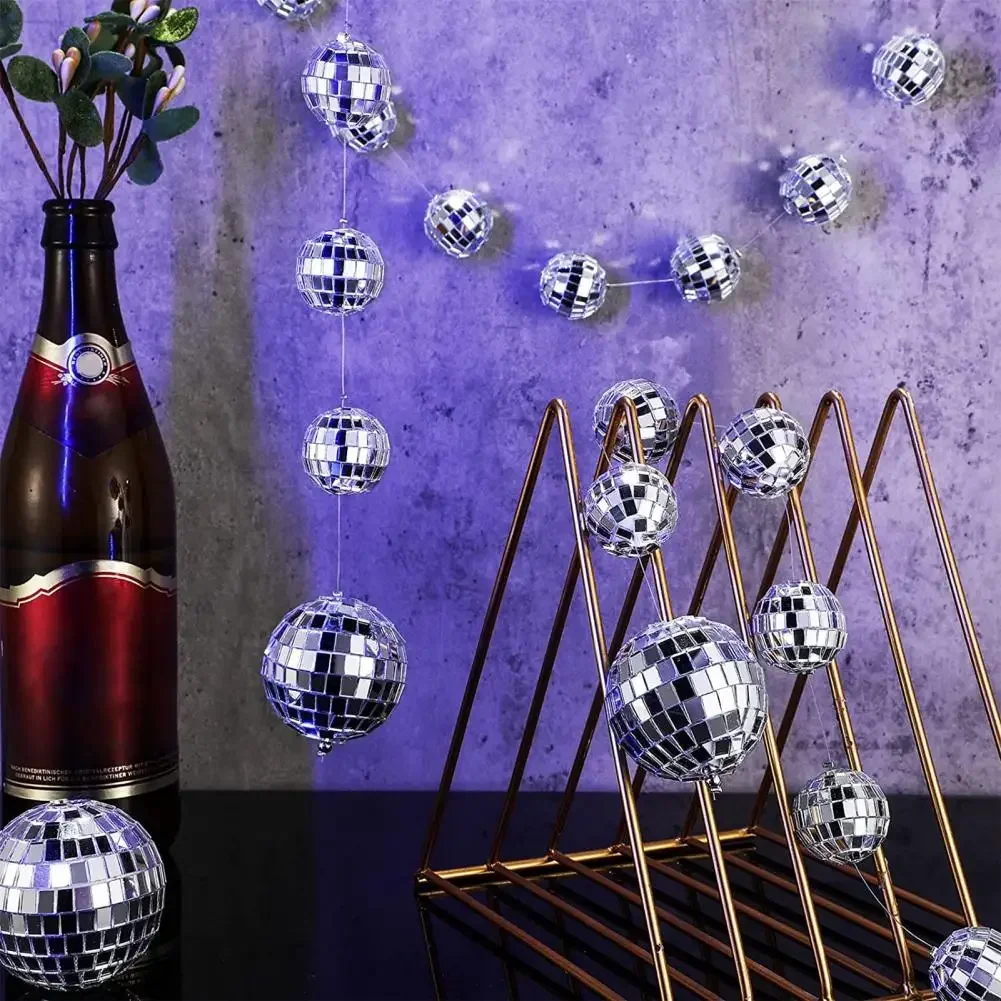 Disco Ball Sphere Mirror Surface Dazzling Reflections Disco Ball Pendant String Hanging Disco Ball Ornament Party Supplies