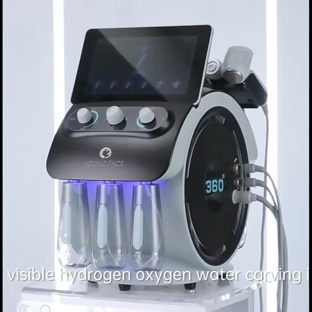 360 °   Nieuwste 6in1 Water Dermabrasie Apparaat Zichtbare Mee-eter Acne Verwijdering Zuurstof Jet Peel Diepe Gezichtsreiniging Schoonheid Machine