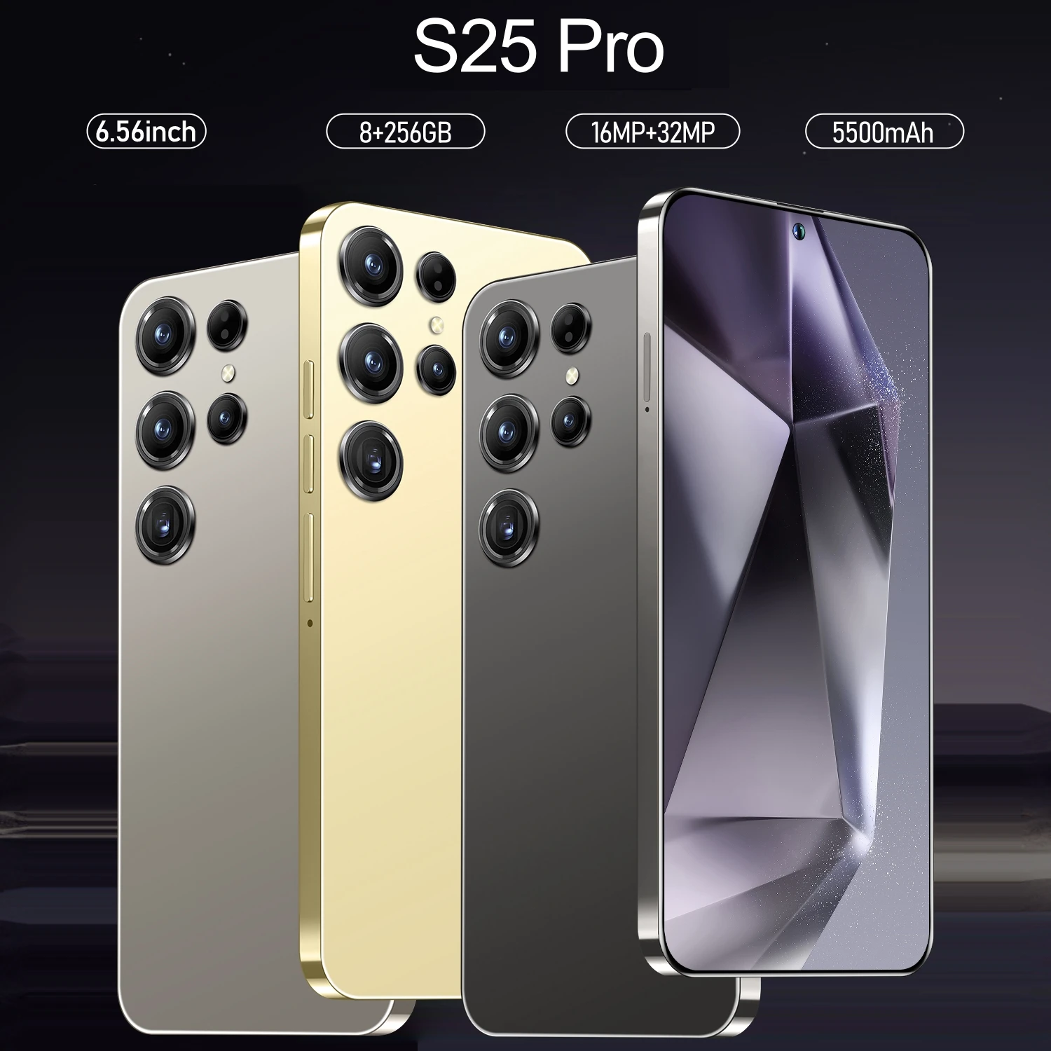 FUFFI-S25 Pro,Smartphone Android,6.56 inch,8GB RAM,256GB ROM,Dual SIM,Mobile phone,Google Play Store,16+32MP,5500mAh,celulares