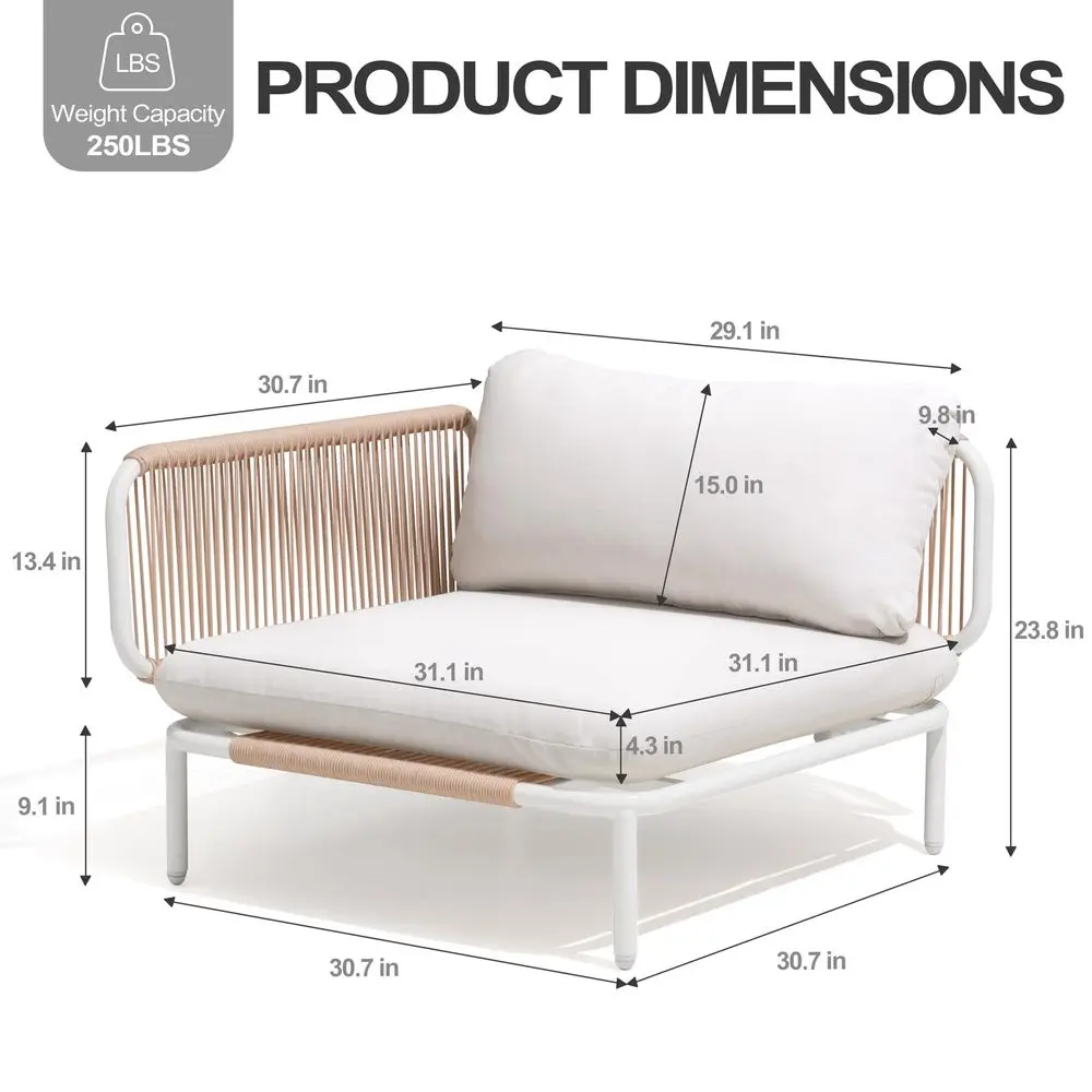 

Piece Modern Outdoor Sectional Sofa, 31 Oversized Patio Furniture Set with Olefin Woven Rope, WeatherResistant Metal Frame and