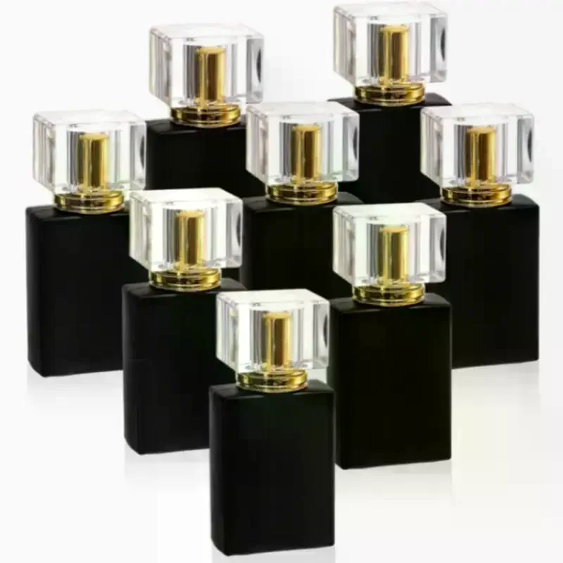 30/50ml Bright Black Perfume Bottle Glass Empty Bottle High-end Portable Spray Makeup Water Bottle Mist