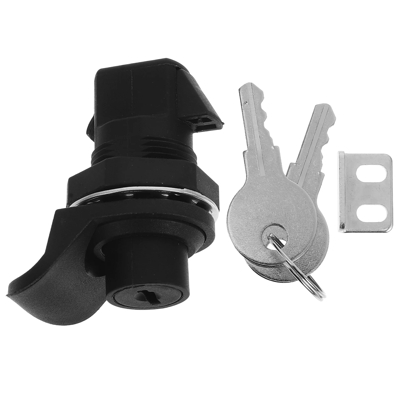 

Push Button Lock PA6 Cabinet Door Latch Black Plastic Keys Cam Switch Distribution Box Tool Box Mailbox RV Compartment Anti