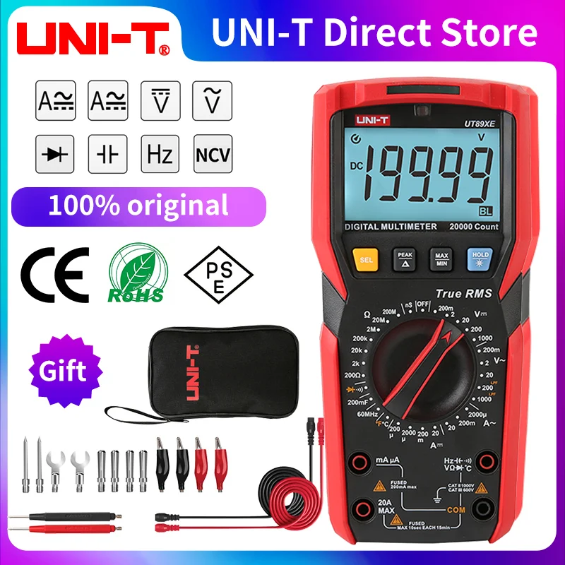 UNI-T UT89XD UT89X True RMS Multimeter Digital Professional Electrical Tester NCV Diode Temperature Triode Capacitance Meter