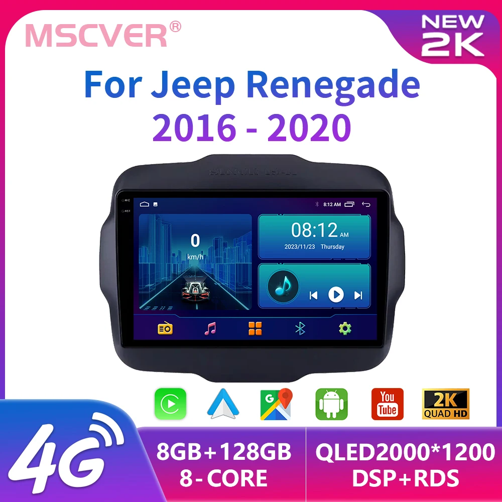 

2Din Android13 For Jeep Renegade 2016-2020 Car Radio Multimedia Video Player Navigatio Carplay DVD Autoradio GPS 4G LTE DSP WIFI