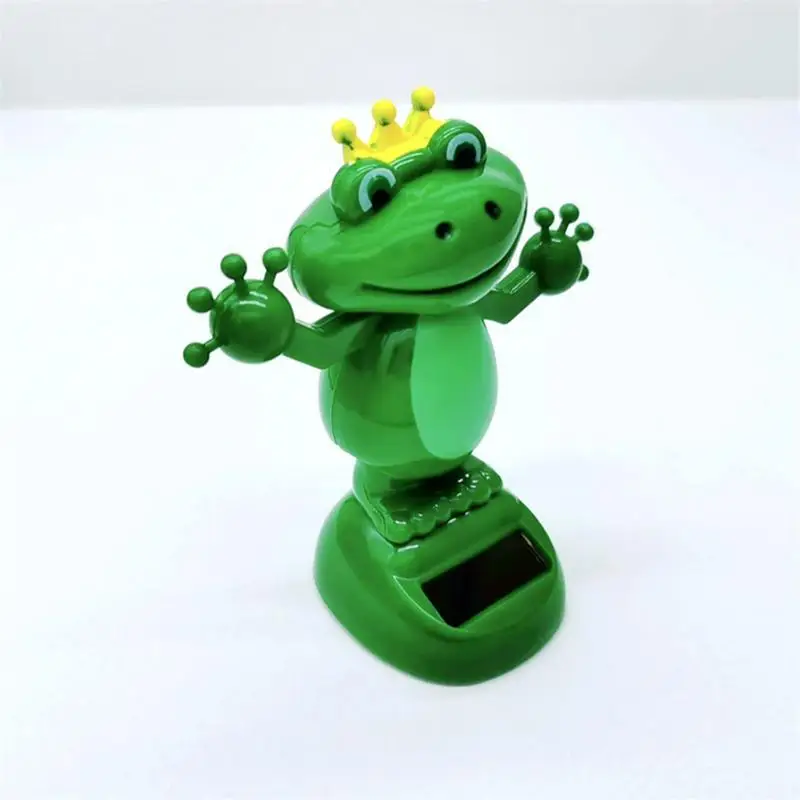 Solar Powered Dancing Frog Car Animated Bobble Dancer Swing Frog Automatic Shaking Hand Doll For Kids Table Car Dashboard