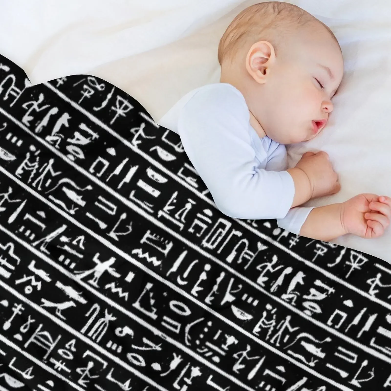 Egyptian Hieroglyphics // Black Throw Blanket Multi-Purpose warm winter Bed Vintage Blankets