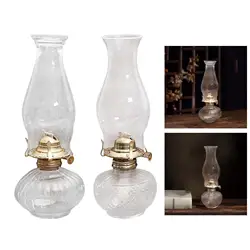 Retro Style Kerosene Oil Lamp Durable Altar Supplies with Lamp Wick Windproof Glass for Church Hiking Holiday Bedroom Christmas