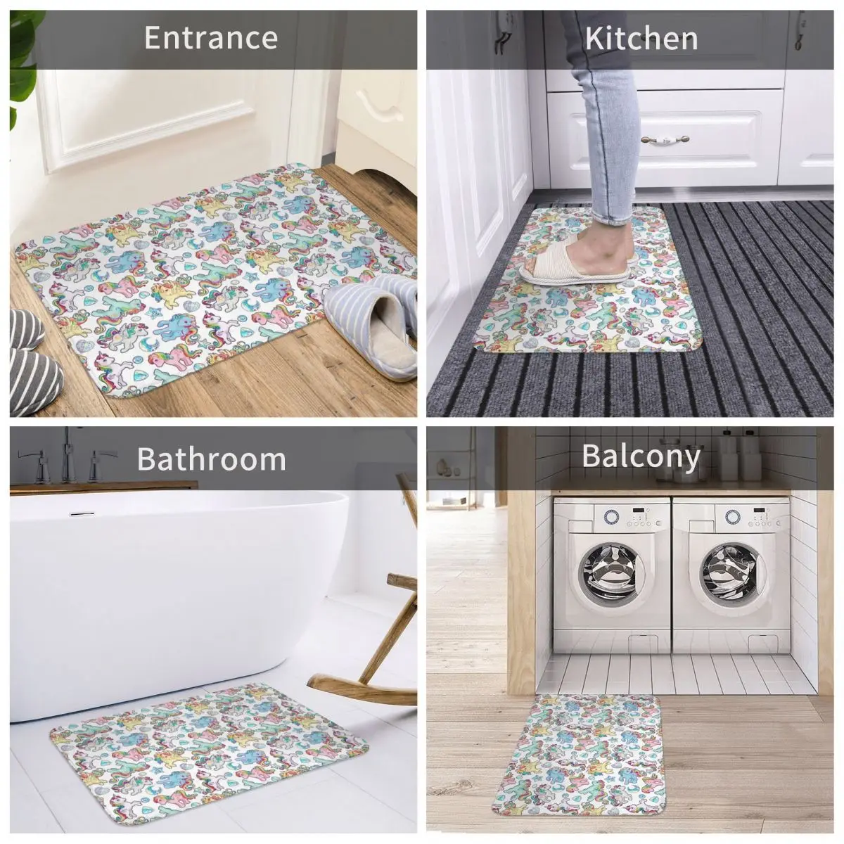 Rainbow Ponys G1 Anti-slip Doormat Floor Mat Dust-proo Carpet Rug for Kitchen Entrance Home Balcony Footpad Mats