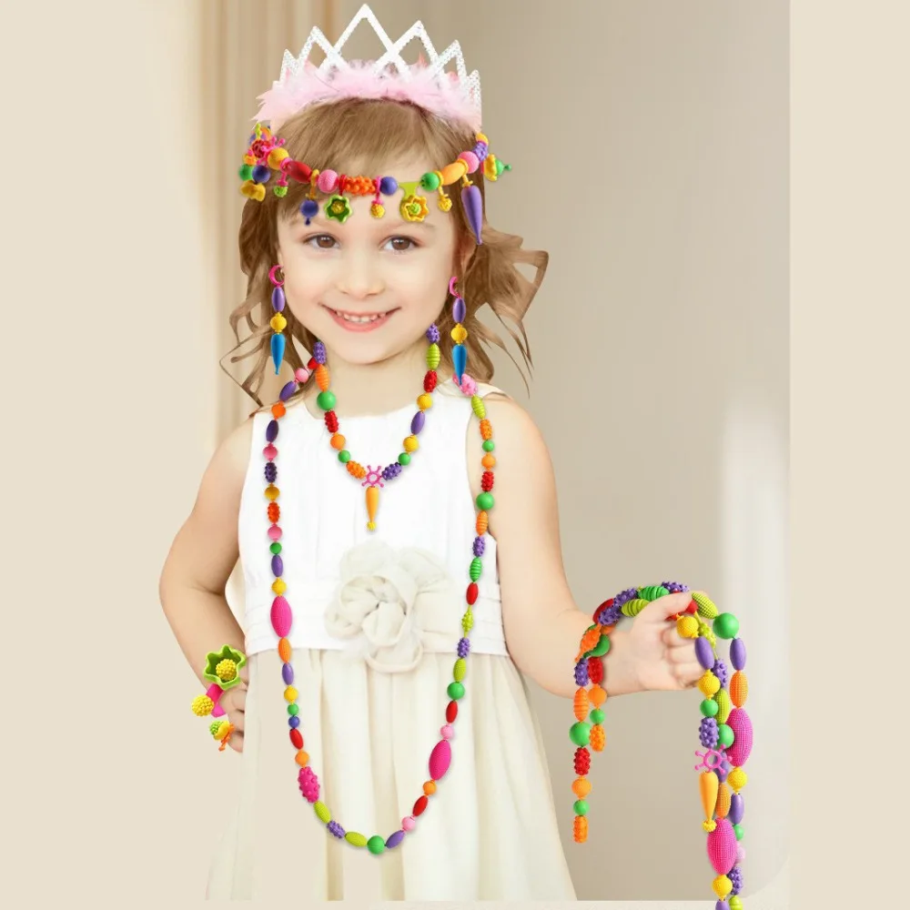 1 set Handmade Crafts Pop-Arty Beads DIY Bracelet Necklace Creative Pop Beads Snap-Together Cute Pop Beads Set Kids