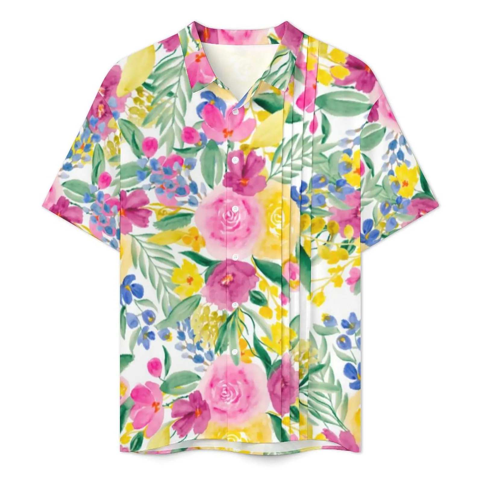 Colroful Bright Flowers Casual Shirt Floral Print Vintage Hawaii Shirts Man Short Sleeve Beach Y2K Street Oversize Blouses