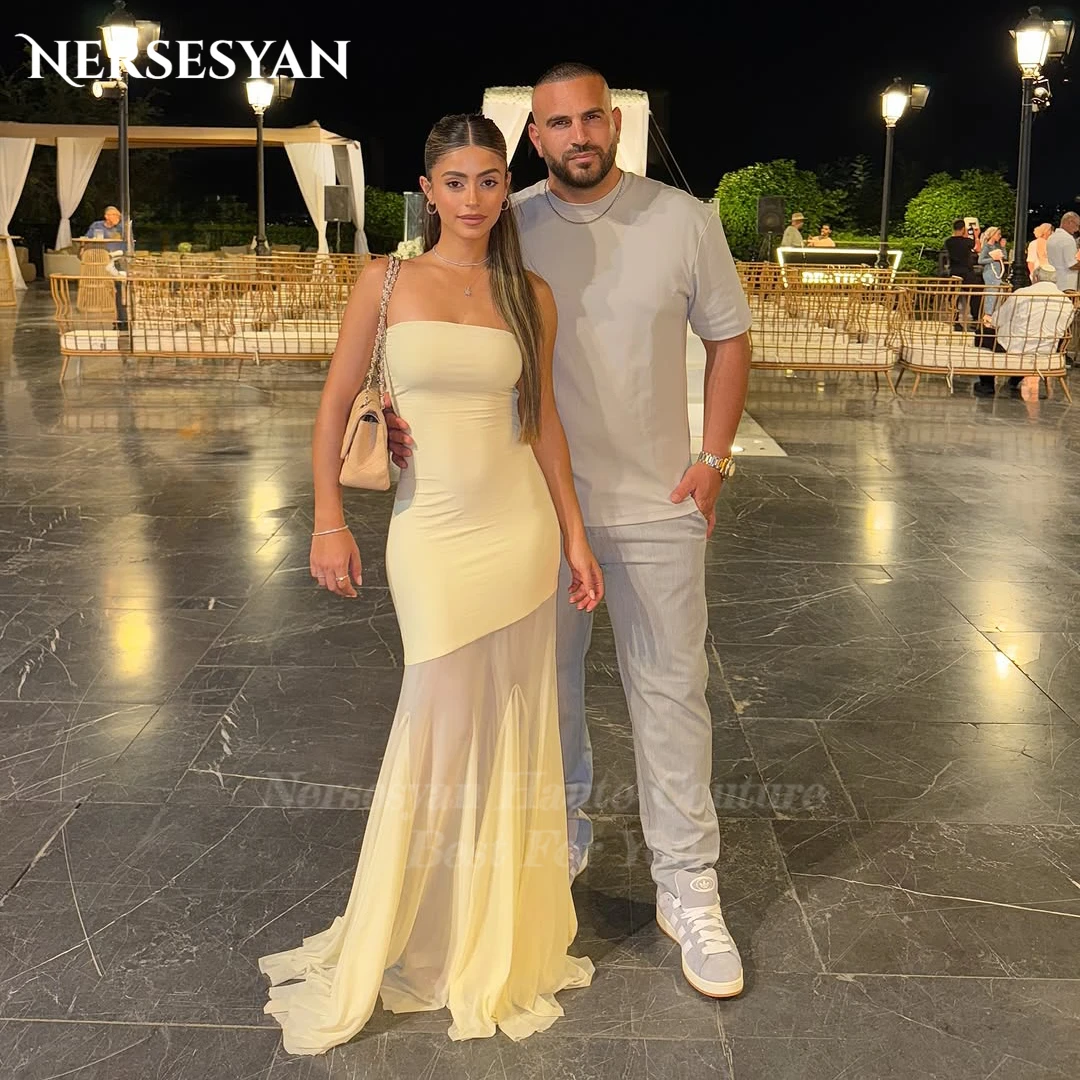 

Nersesyan Yellow Luxury Prom Dresses Off Shoulder Elastic Satin Formal Evening Dress Bodycon Mermaid Party Gown 2025 Customized