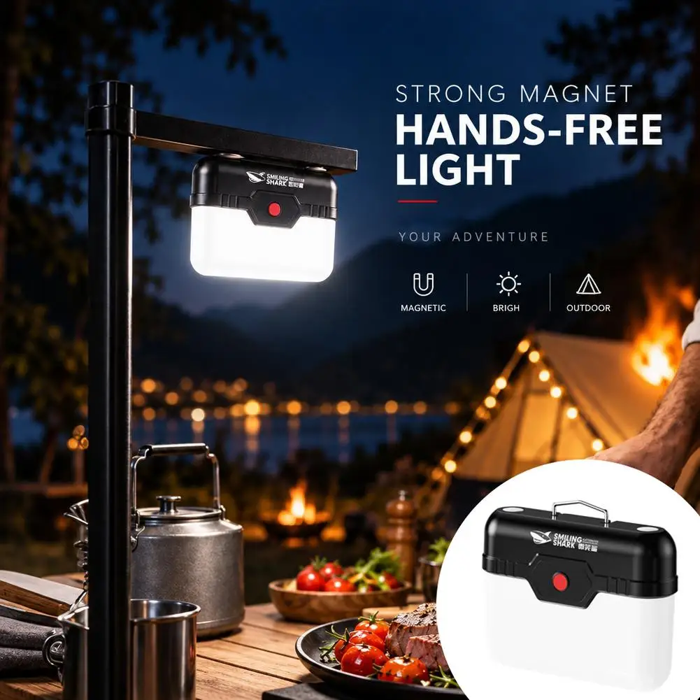 LED Camping Lantern Strong Magnetic Base Type C Rechargeable Multi Mode Tent Atmosphere Light Portable Outdoor Work Lamp