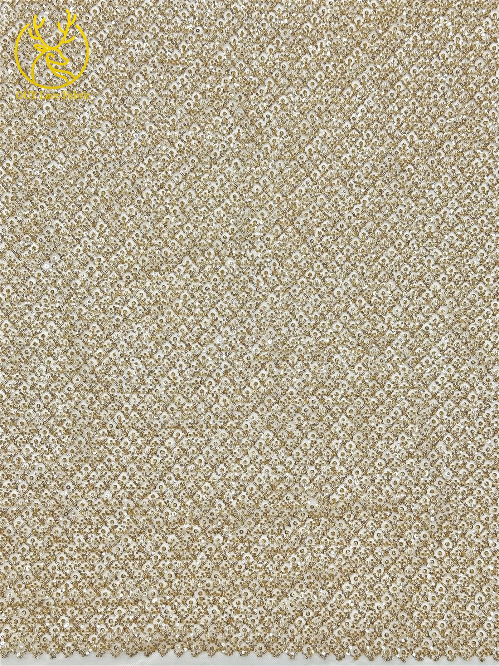 Großhandel Goldperlen-Pailletten-Spitzenstoff Hochwertiger Party-Tüll-Spitzenstoff für Hochzeitskleider Nähzubehör – Detail 7
