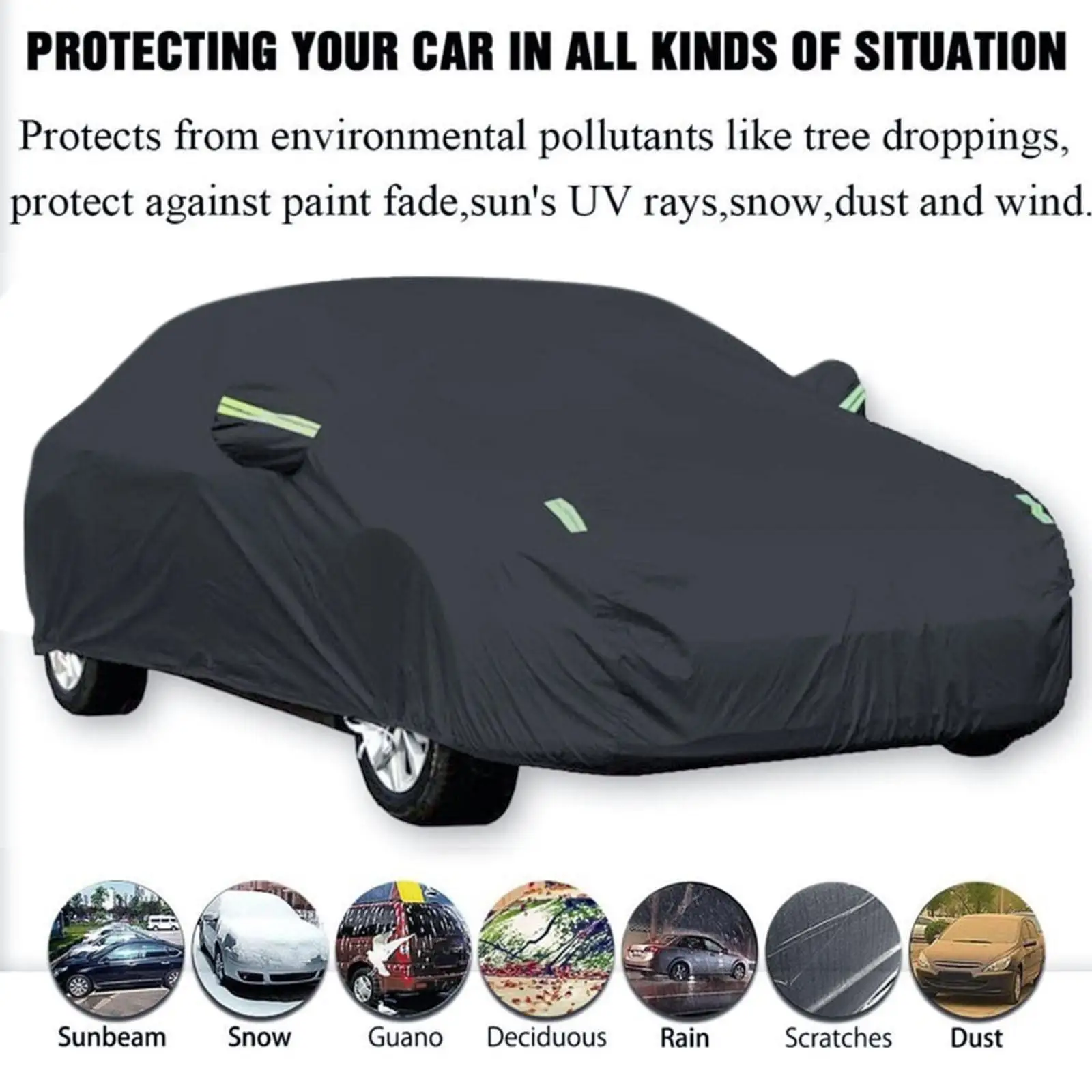 Car Cover Outdoor Protection Full Exterior Snow Cover Sunshade Dustproof Protection Cover Universal for Hatchback Sedan SUV