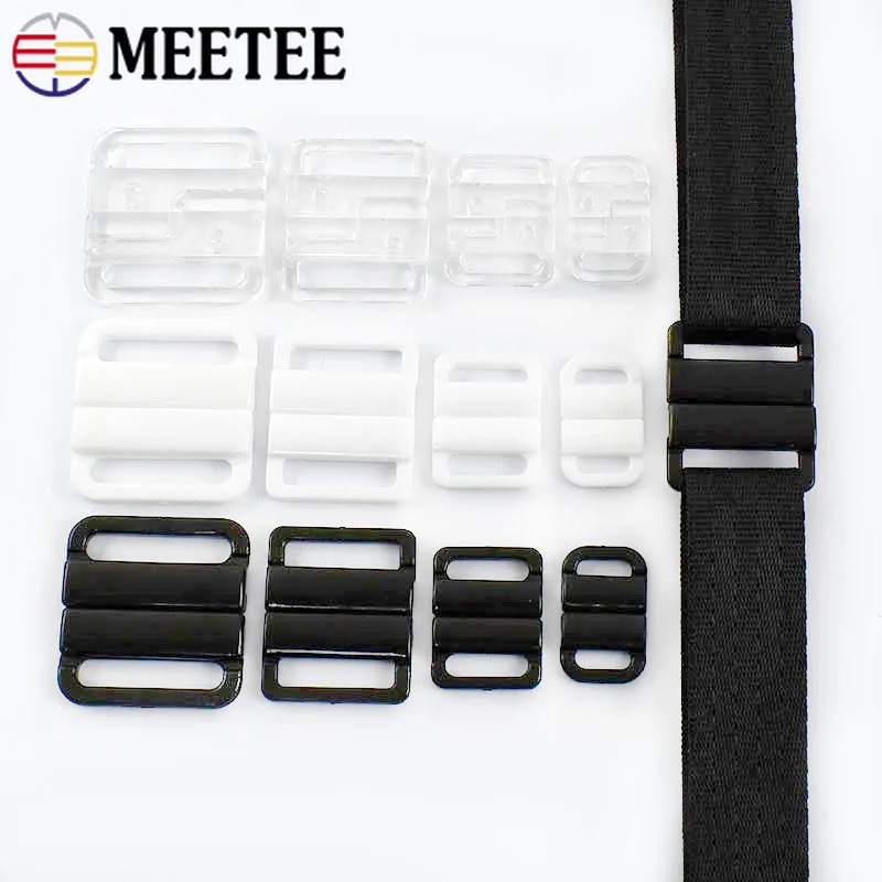 20/50Sets Meetee 10/15/20/25mm Plastic Bikini Buckle Bra Strap Adjuster Clasp Swimwear Closure Buttons Underwear  Snap Hook