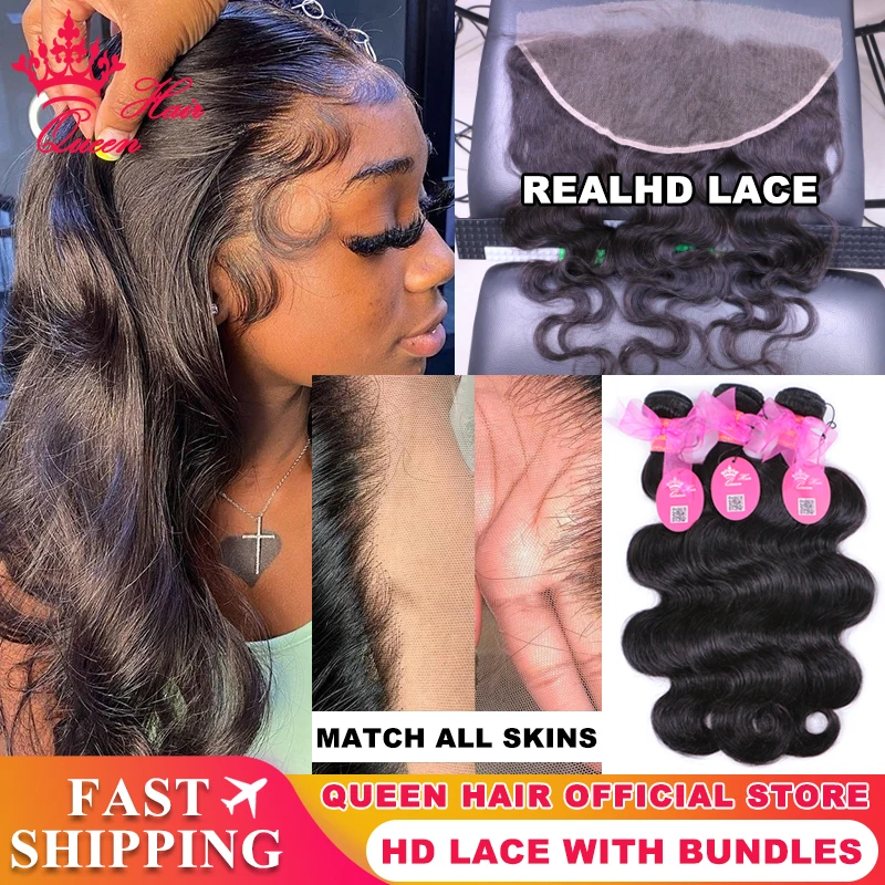 Real Invisible HD Lace 13x6 13x4 Frontal with Bundles Weft Virgin Human Raw Hair Body Wave Bundles with Closure 4x4 5x5