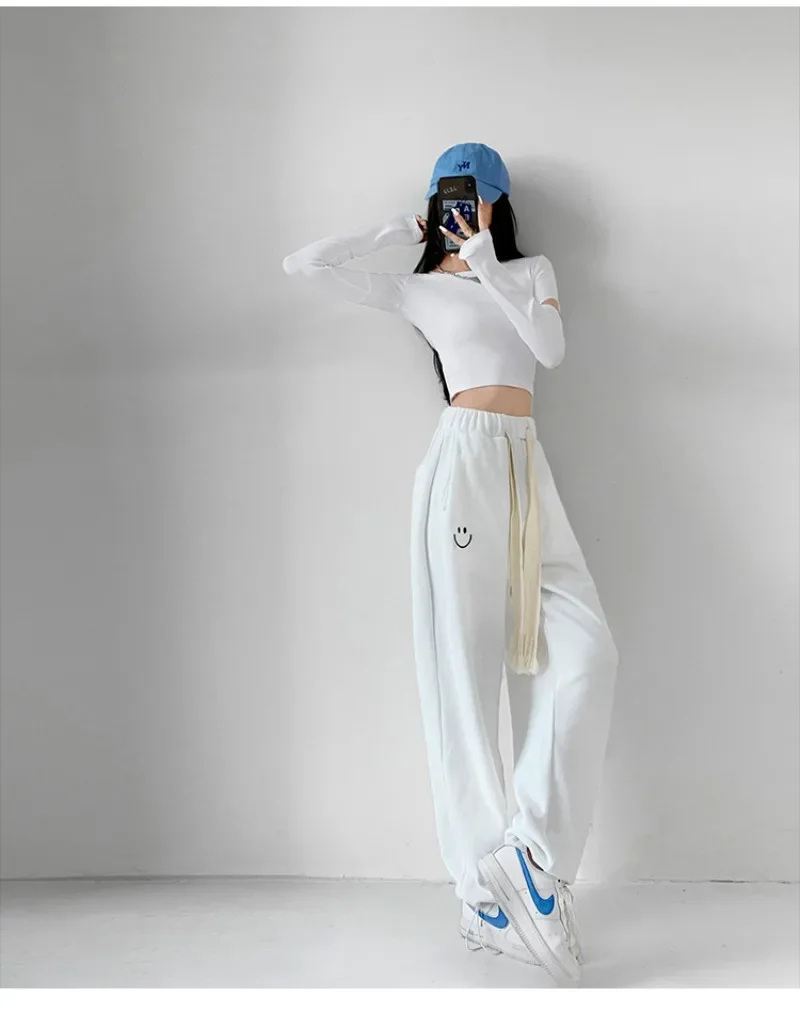 Summer Women Pants Gray Sweatpants Casual Baggy Pants Korean Vintage Harajuku Sport Wide Leg Trousers Y2k Japan Streetwear