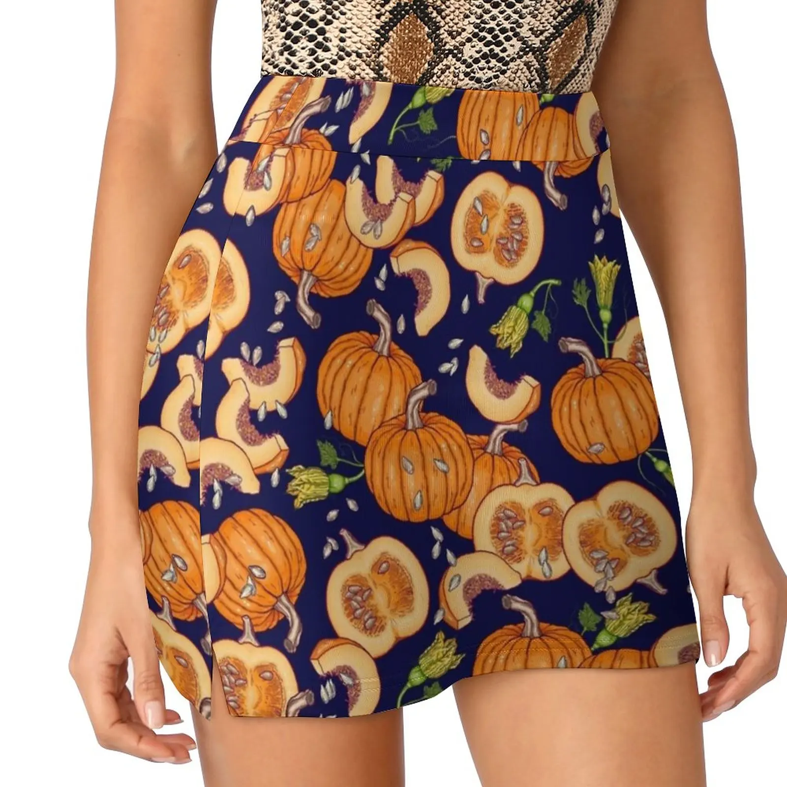 Rok Wanita Pola Kehidupan Malam Labu Rok Olahraga Tas dengan Mode Saku Rok Gaya Korea Rok 4Xl Rok Labu