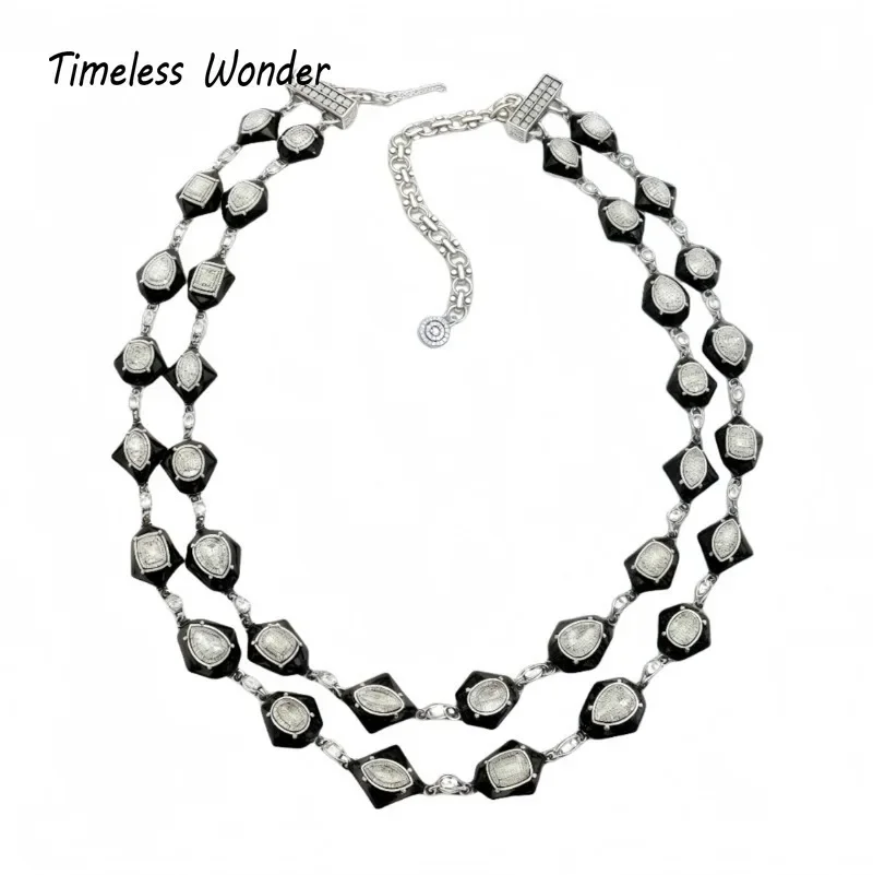 

Timeless Wonder Fancy Crystal Enamel Pave Necklace Women Designer Fine Jewelry Luxury Sweet Gift Rare Trendy Vintage Set 1376