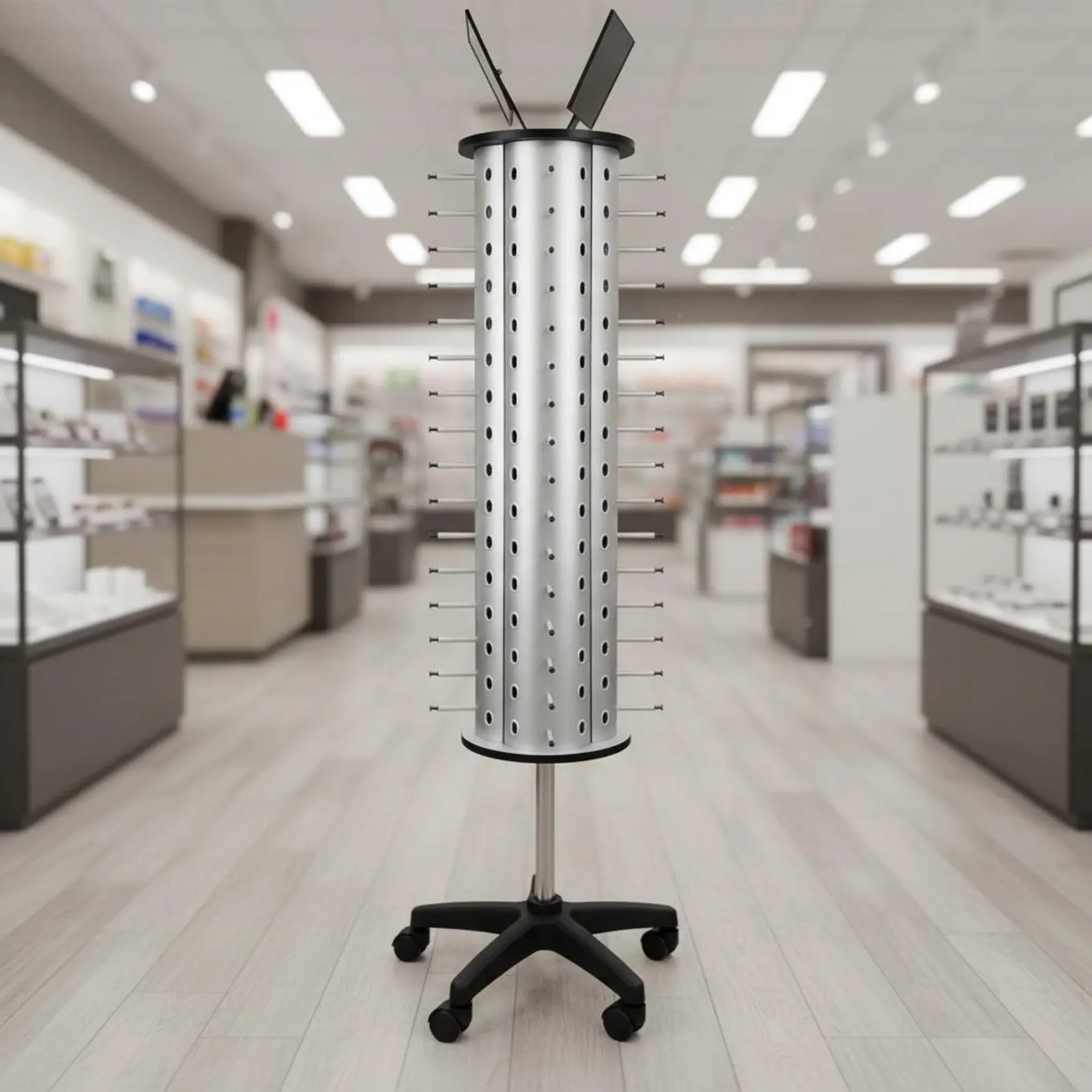 60 Pairs Glasses Holder Floor Standing 360°Rotating Sunglasses Display Rack Aluminum Eyewear Stand for Shop Retail Exhibition