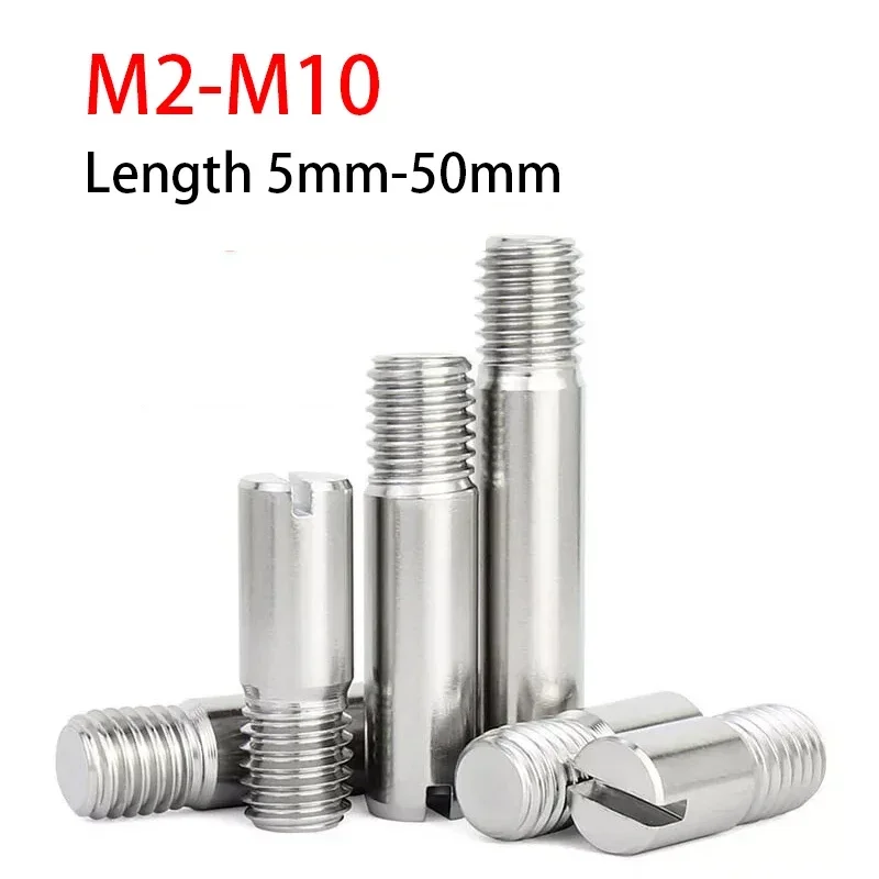 304 Stainless Steel Outside Thread Dowel Pin Slotted Head Positioning Roll Shaft Cylindrical Dowel Male Locating Pin GB878