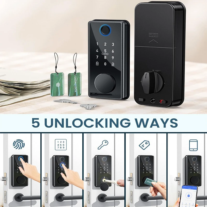 CIEPOJIT สมาร์ท Deadbolt ล็อค Keyless Entry ประตูล็อคสมาร์ทปุ่มกดลายนิ้วมือประตูล็อค APP ปลดล็อคด้วย TTLOCK