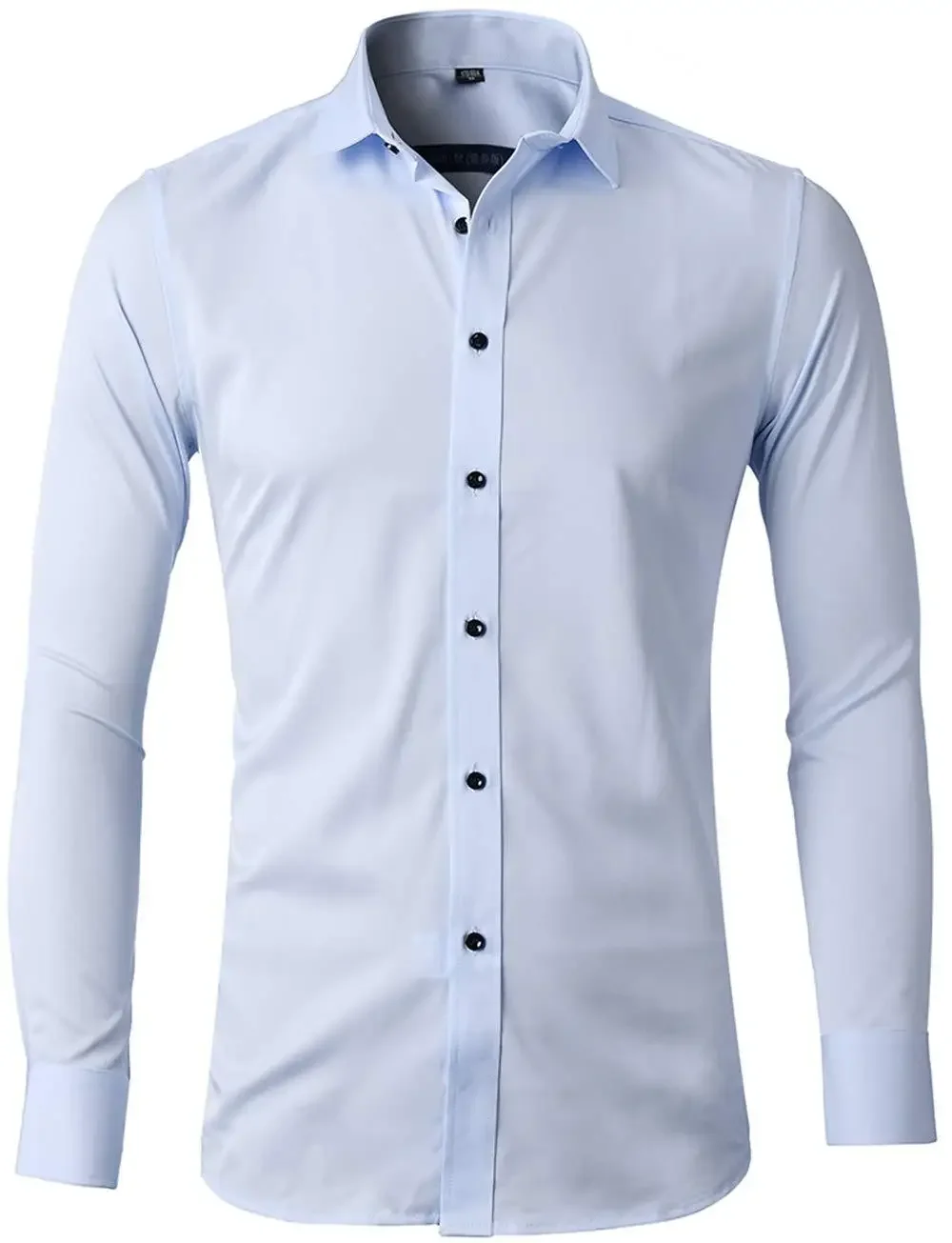 Spring Long Sleeve Slim Fit Business Light Blue Shirt Men Casual Social Shirt Oversize Male Top Boys Cotton Button Shirt Hot Xxl