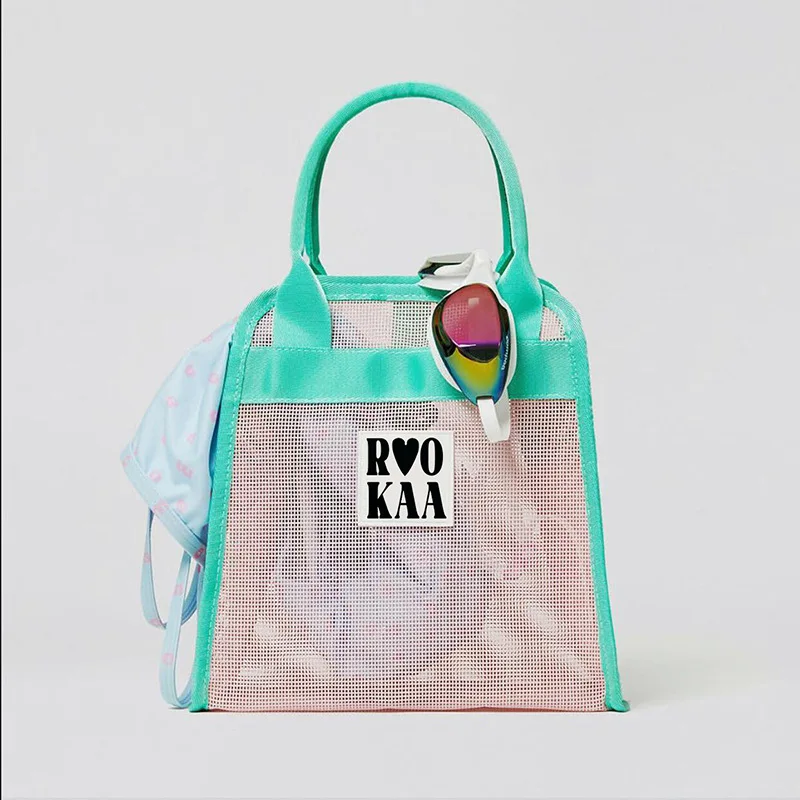 

Korean Color Matching Swimming Storage Bag Hollow Drain Bath Bag Beach Travel Mesh Wash Storage Bag