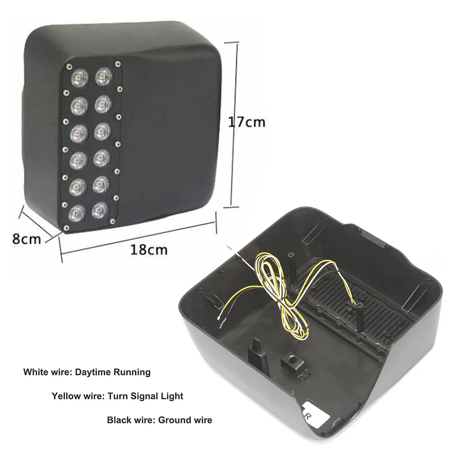 LED Side Rearview Mirror Housing w/ Dual Row Turn Signal Lights Daytime Running DRL For Jeep Wrangler JK JL Gladiator JT 2007+
