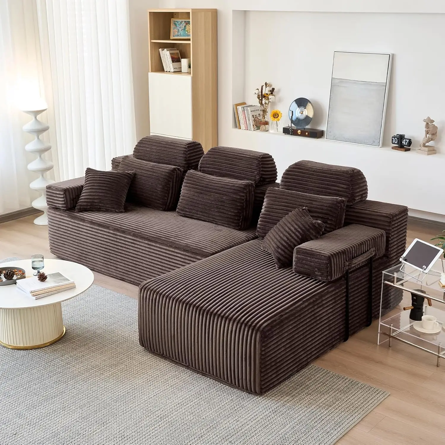 

Модульный секционный диван Cloud 104″, современный L-образный секционный диван для гостиной, бескаркасный диван из вельвета, на заказ