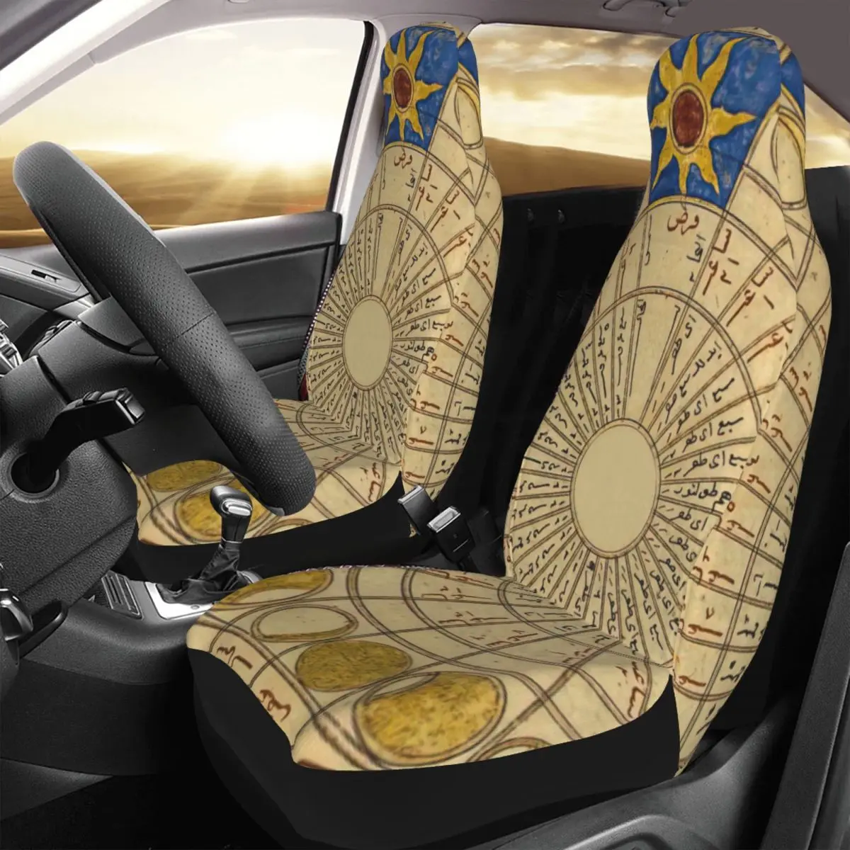 

Vintage Lunar Chart Car Seat Cover Custom Printing Universal Front Protector Accessories Cushion Set