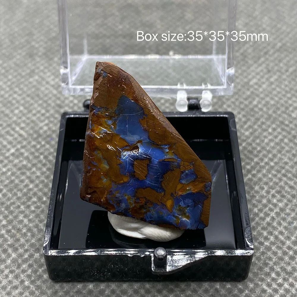 100% natural rare Australian iron opal (photographed in wet water state) gem mineral specimen quartz gemstones box size 3.5cm