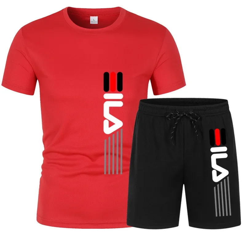 Men\'s Summer T-Shirt Mesh Shorts Sportswear Sportswear Set 2 Piece T-Shirt + Sweatpants Set Gym Set T-Shirt M-3XL